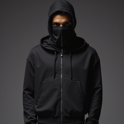 Zip Up Face Mask Hoodie